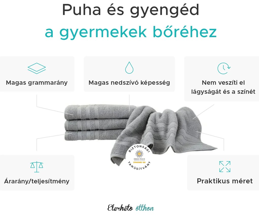 Gyermek törölköző LINEA 30x50 cm sötétszürke, 100% pamut