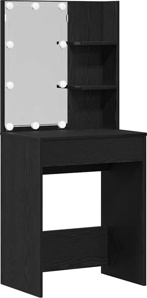 vidaXL Öltözködőasztal fiókkal Fekete tölgy 60 x 40 x 140 cm Faanyag