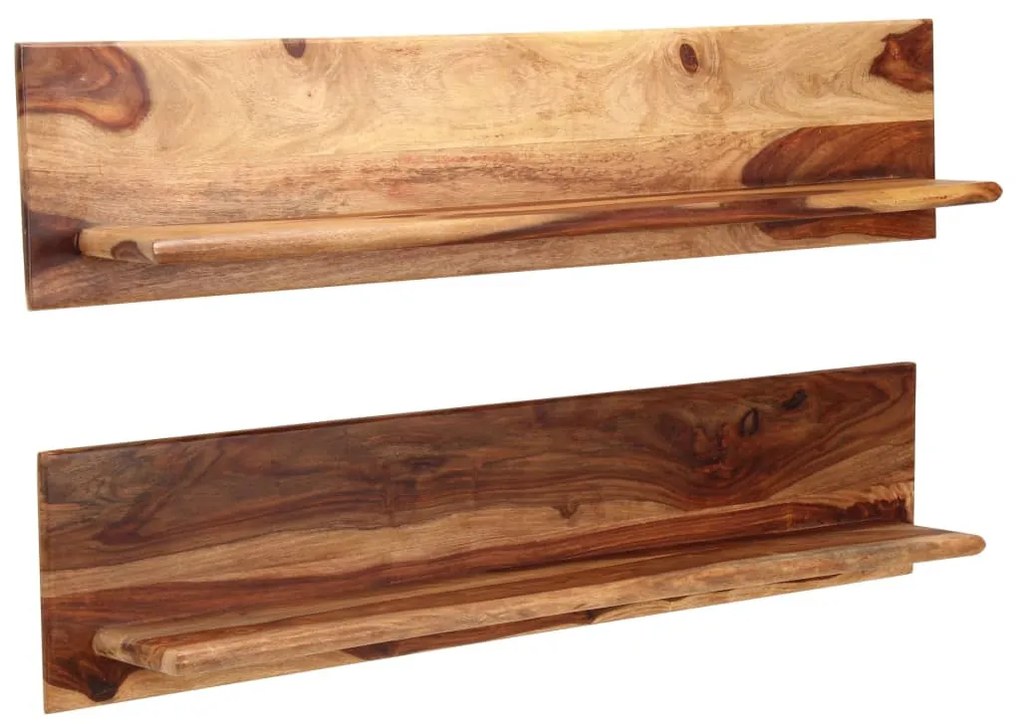 2 db tömör akácfából fali polc 118x26x20 cm
