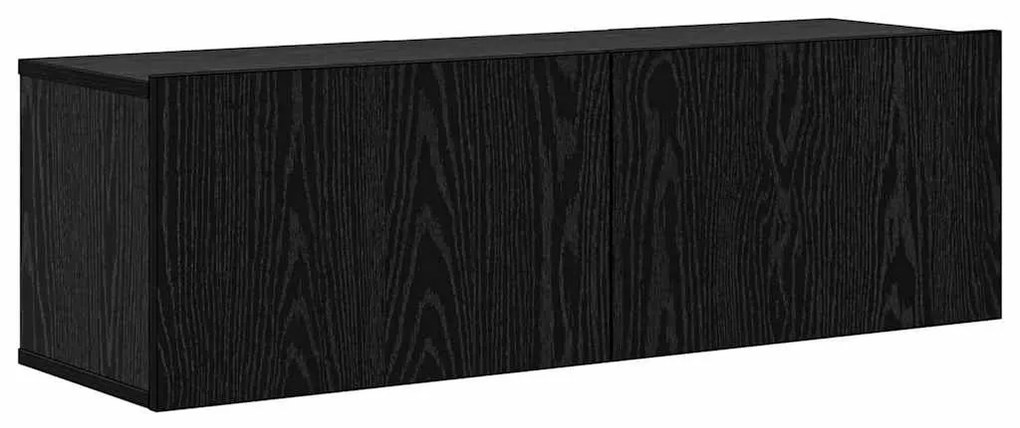 Fali TV Szekrény 4 pcs Musta tammi 200 x 30 x 30 cm Műanyag Fa