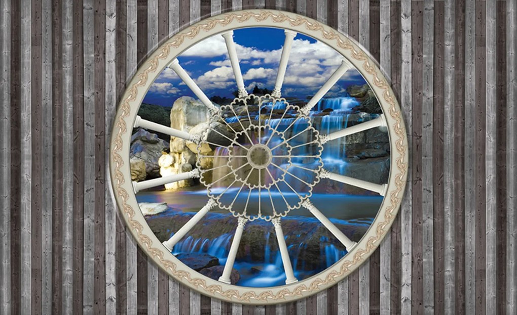 Flizelin fotótapéta Vízesés az ablakon Természet otthon relaxáció 300x210 +ragasztó