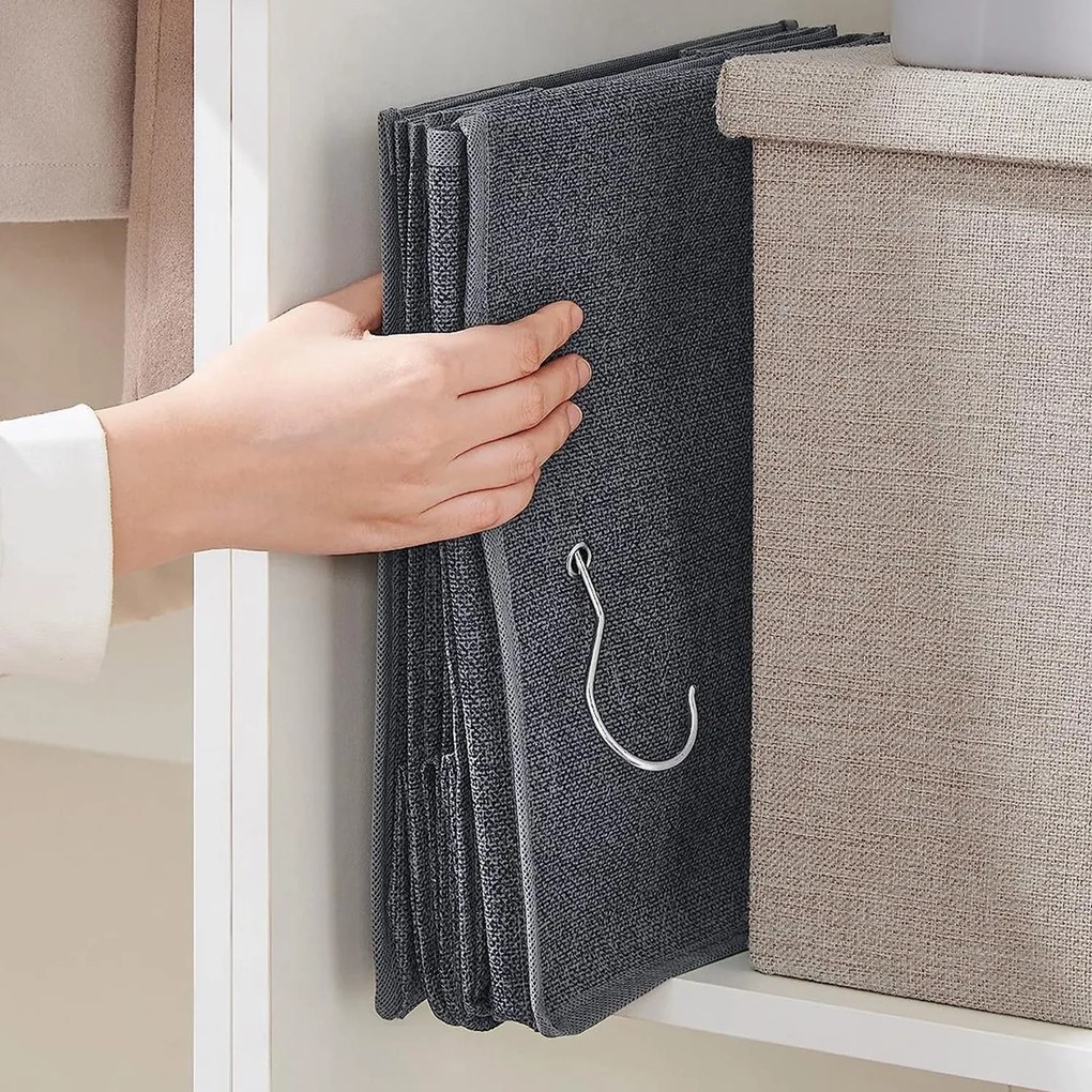 Gardrób ruharendszerező, összecsukható tárolórendszer, szürke