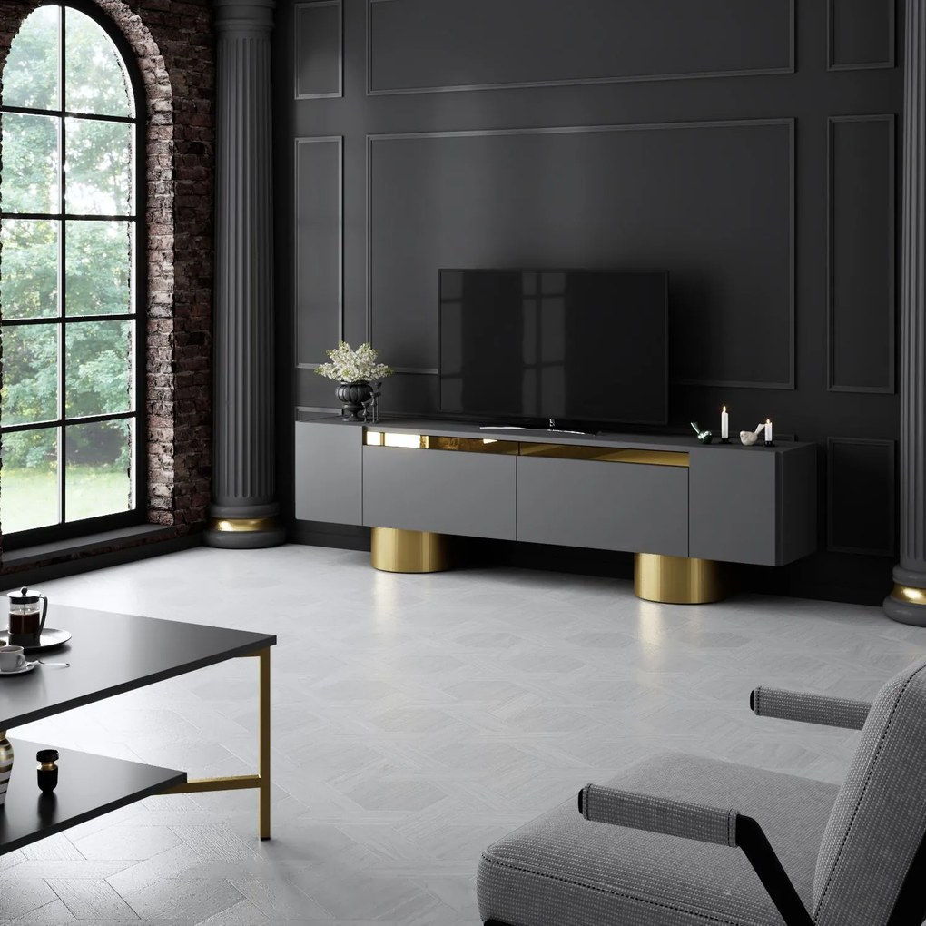 TV szekrény Bohem - Anthracite, Gold