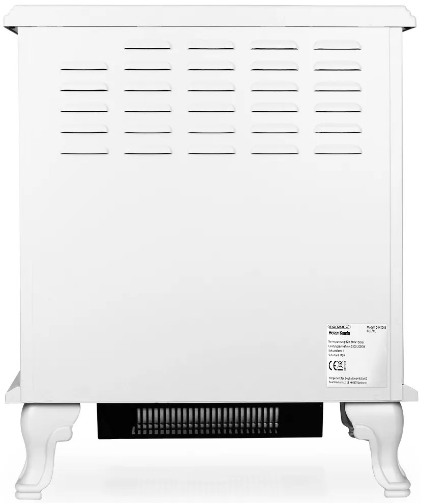 monzana® Elektromos kandalló ventilátoros fűtéssel és lánghatással 2000W FEHÉR