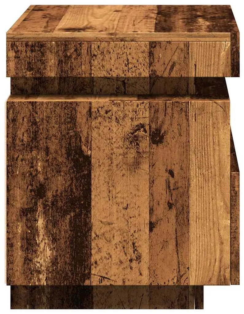 antik fa színű éjjeliszekrény LED-világítással 40x39x48,5 cm