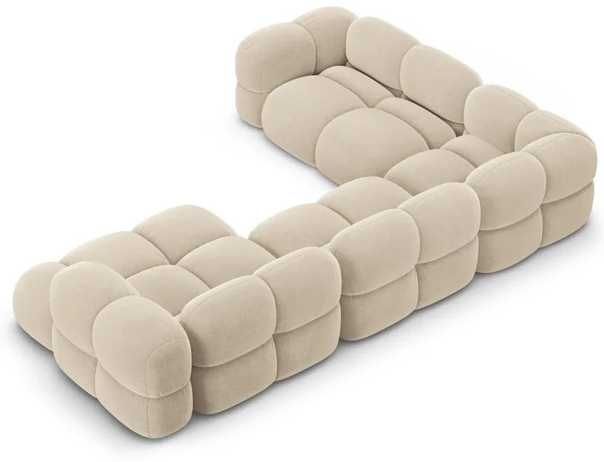 Bézs bársony sarokkanapé (bal oldali-U alakú) Loretto – Cosmopolitan Design