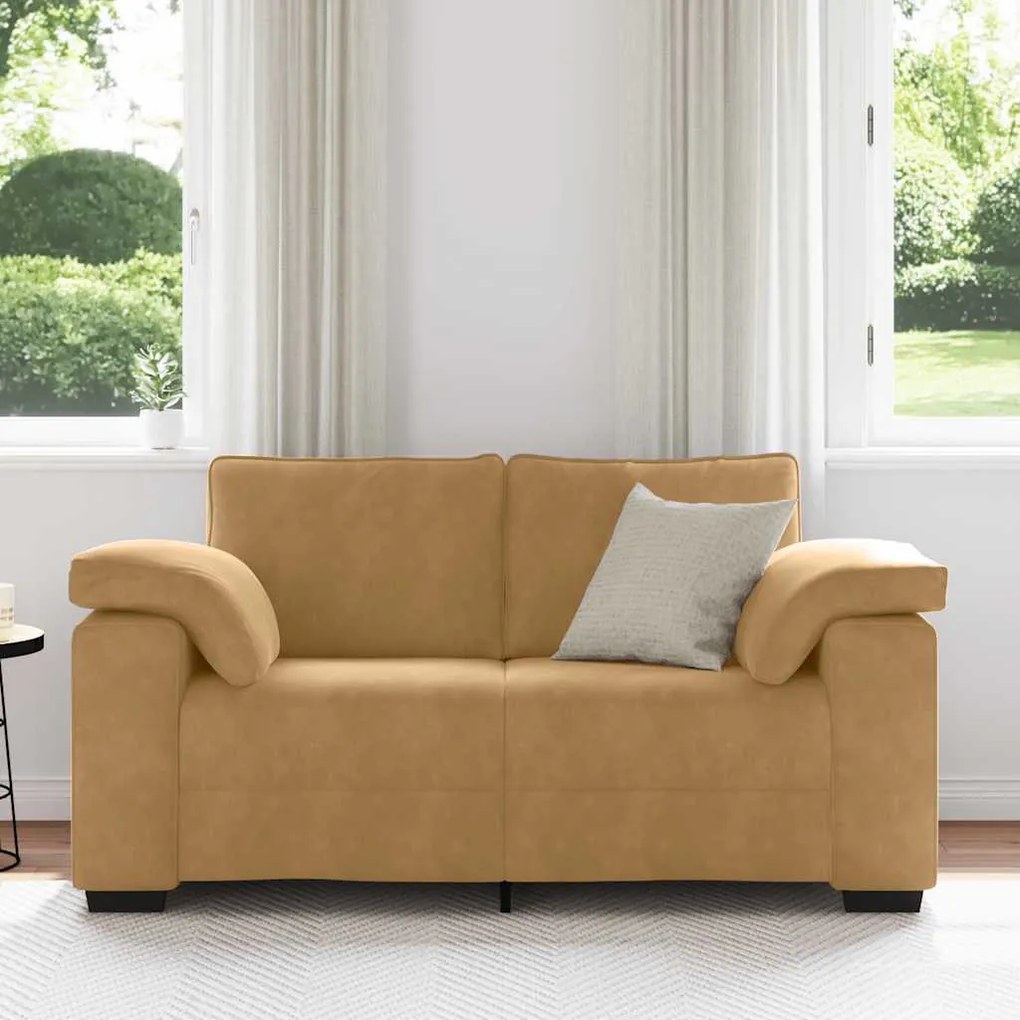 barna bársony loveseat kanapé 120 cm