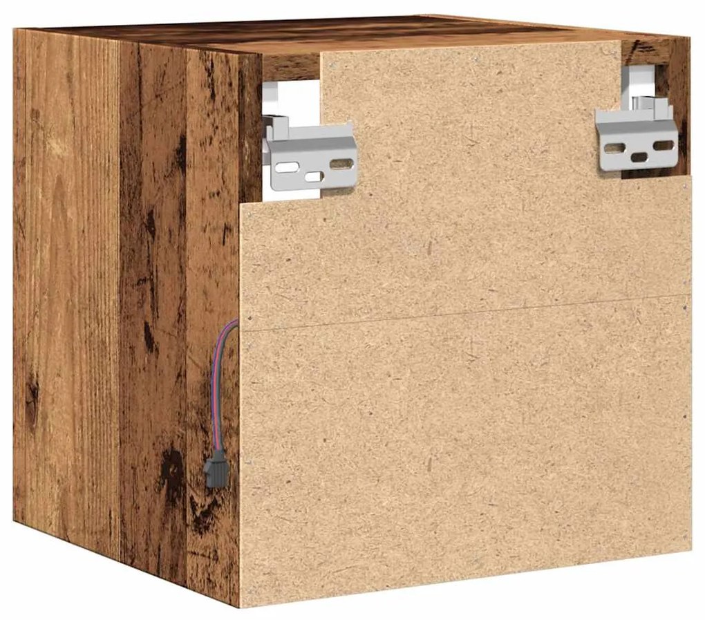 2 db antik fa fali TV-szekrény LED-világítással 30x28,5x30 cm