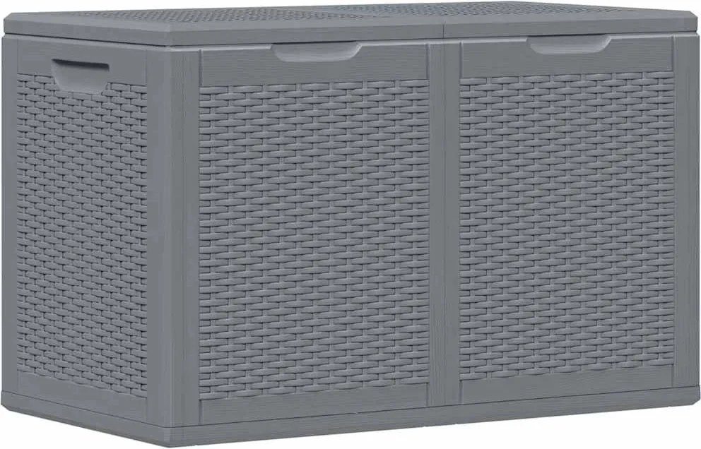 vidaXL szürke PP rattan kerti tárolóláda 180 L