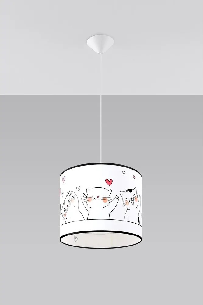 Fehér gyerek függőlámpa műanyag búrával ø 30 cm Puss – Sollux