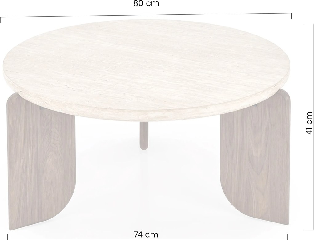 Manios dohányzóasztal 80 cm kerek - travertin / dió