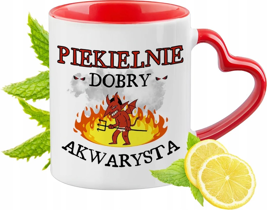 Akvarista Bögre Piros Szív Alakú Füllel Ajándék