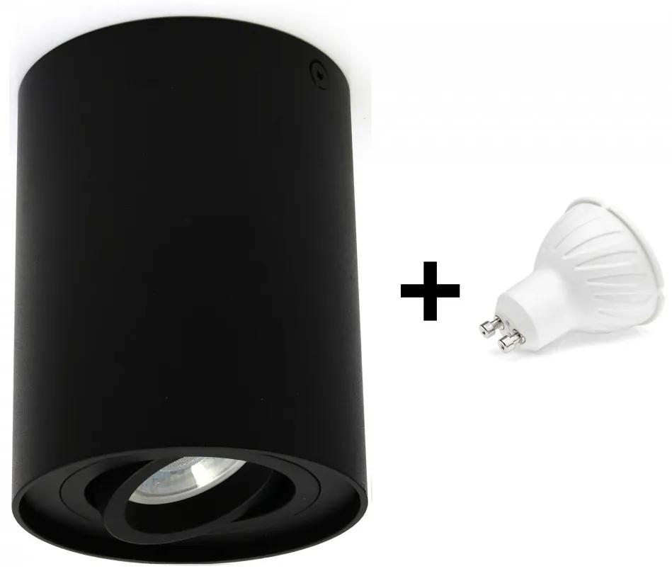 Mennyezeti spotlámpa fekete 1x GU10 + ajándék LED izzó