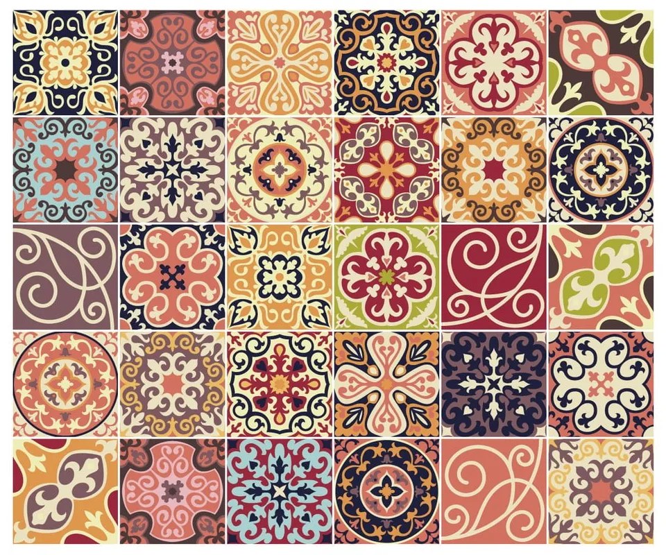 La Valette 30 db-os dekorációs falmatrica szett, 15 x 15 cm - Ambiance