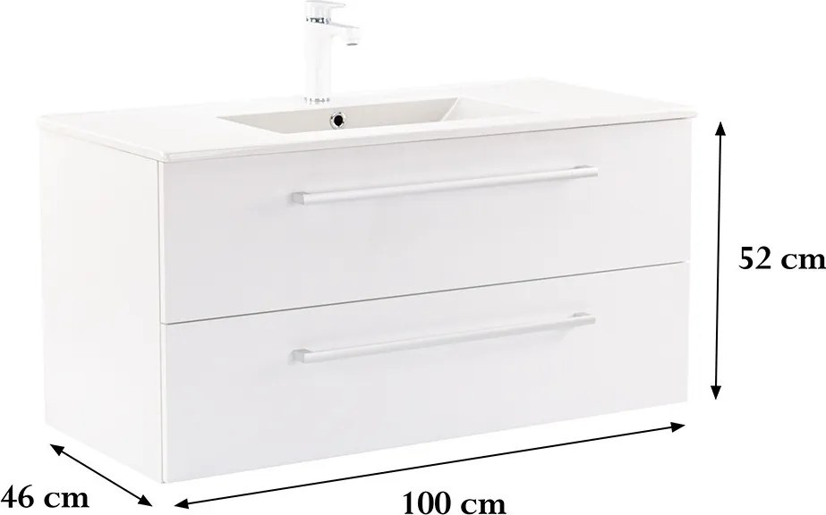 Vario Clam 100 alsó szekrény mosdóval fehér-fehér