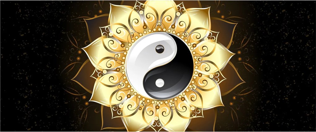 Kép - arany yin-yang (120x50 cm)