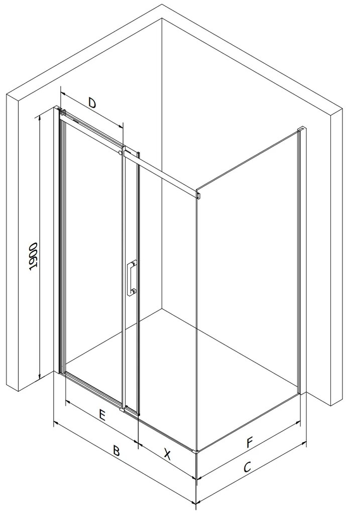Mexen Omega Zuhanykabin Toló ajtóval    150 x 100 cm,  átlátszó üveg,  fekete  - 825-150-100-70-0 Toló ajtós