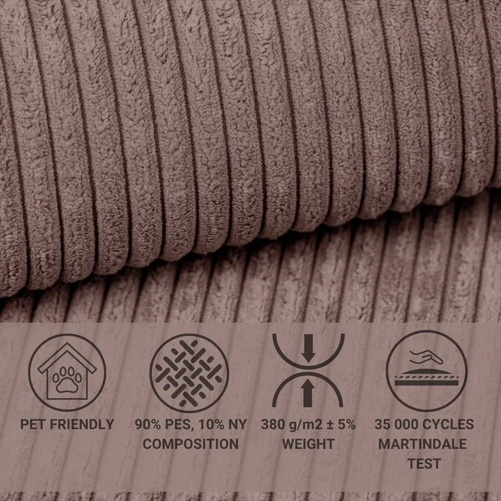 Lila kordbársony kinyitható-tárolóhelyes sarokkanapé (bal oldali-L alakú) Tonga – Maison de Rêve