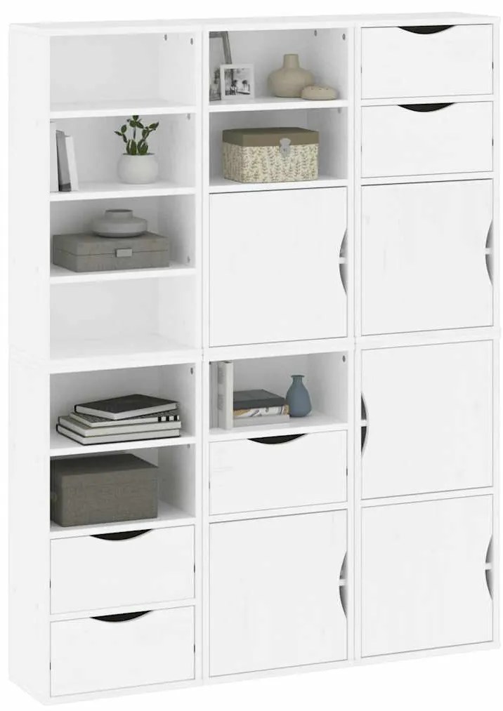 6 db fehér tömörfa fenyőfa oldalsó szekrény ODDA 40x24x79 cm