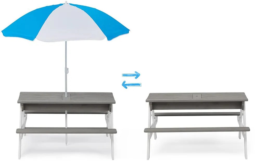 3 az 1-ben gyerek piknikasztal, napernyővel