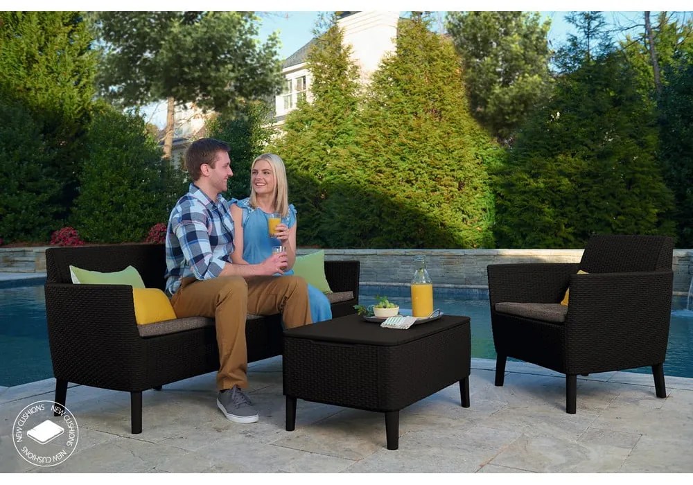 Sötétszürke műrattan négyszemélyes kerti lounge szett Salemo – Keter