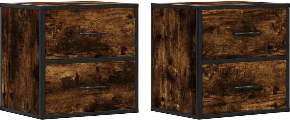 vidaXL 2db füstös tölgy színű fali éjjeliszekrény 40 x 31 x 39,5 cm