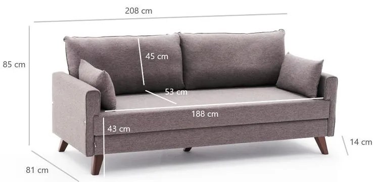 3 személyes kanapéágy Bella Sofa - Barna