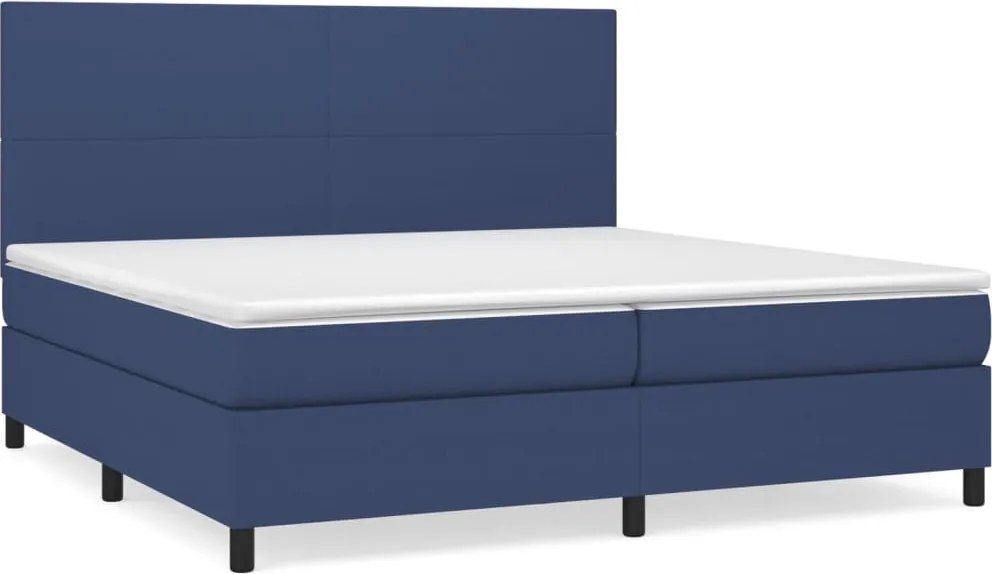 vidaXL kék szövet rugós ágy matraccal 200 x 200 cm
