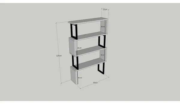 CEYLAN könyvtár 128x80 cm barna/fekete