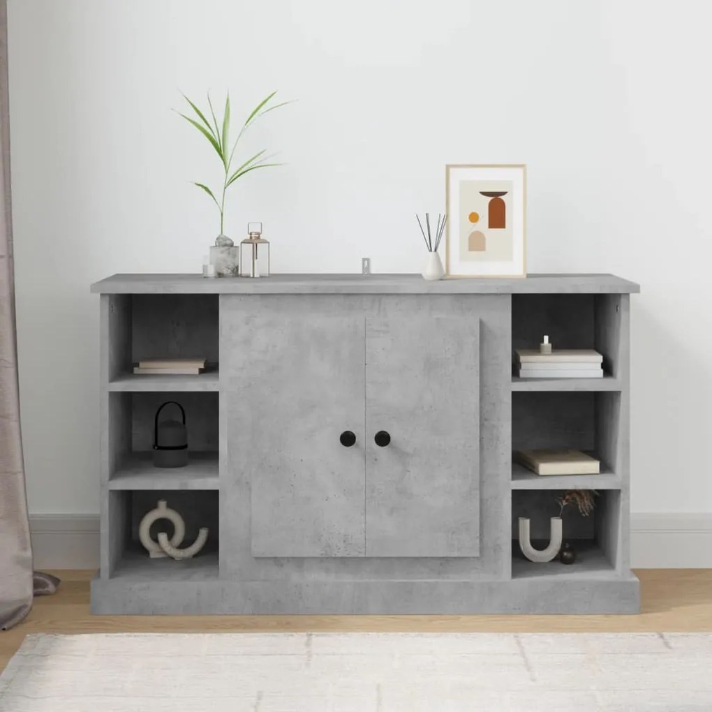 betonszürke szerelt fa tálalószekrény 100x35,5x60 cm