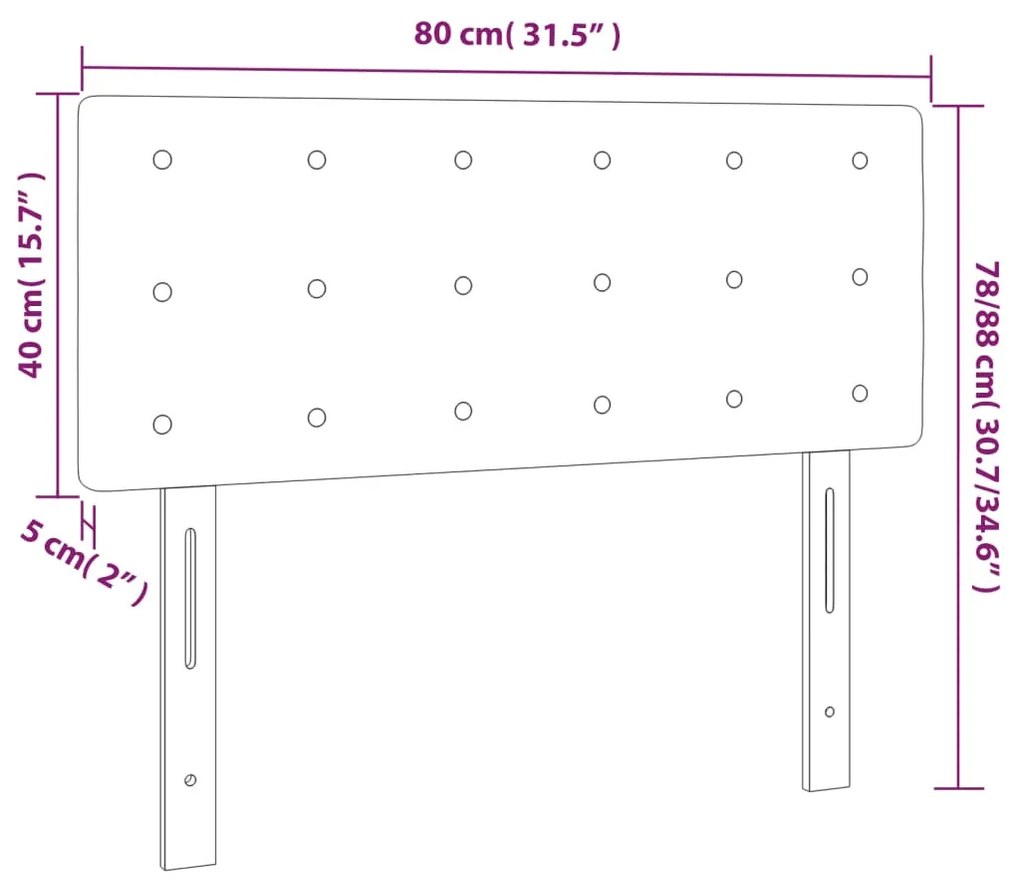 fehér műbőr LED-es fejtámla 80 x 5 x 78/88 cm