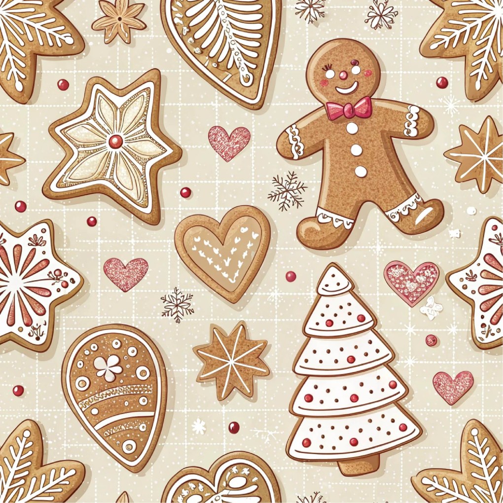Pamut ágynemű GINGERBREAD JOY bézs Ágyneműhuzat mérete: 70 x 90 cm | 140 x 200 cm