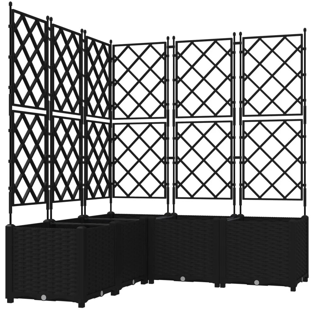 Kertész láda rácsos elemmel 5 db Fekete 120x120x143 cm