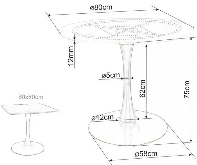 Espero étkezőasztal - négyzet, fekete márvány / fekete