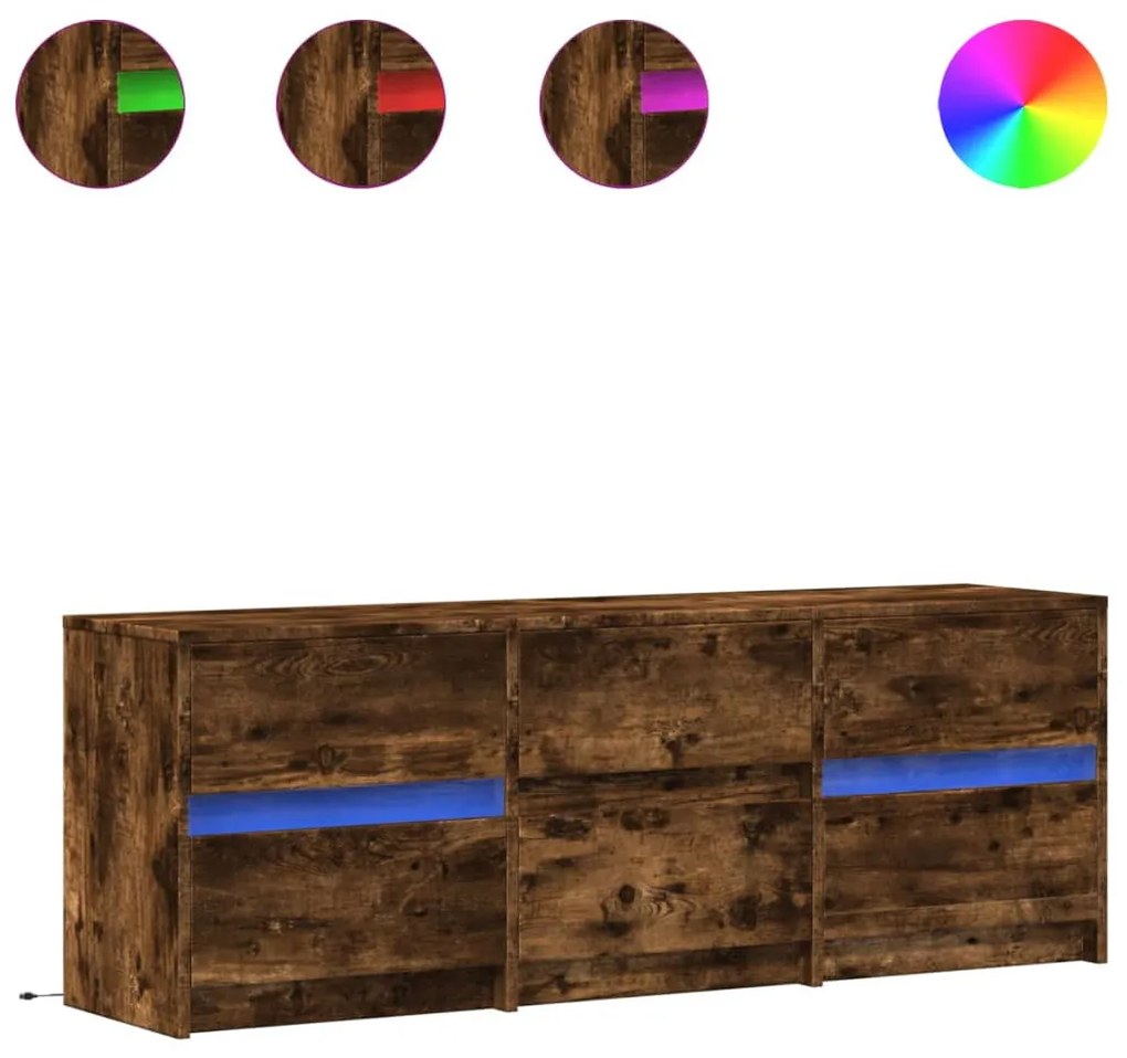 füstös tölgy színű szerelt fa LED-es TV-szekrény 140x34x50 cm