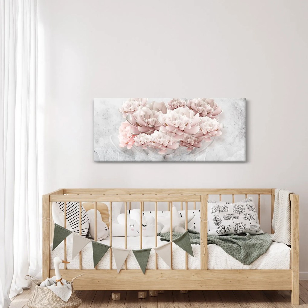 Kép - Rózsaszín virágok a falon (120x50 cm)