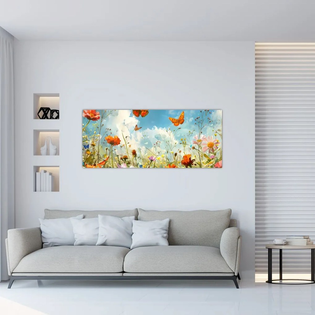 Kép - Pillangók a nyári réten (120x50 cm)