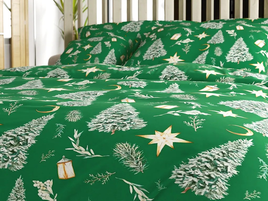Mikroszálas ágyneműhuzat GREEN CHRISTMAS zöld Ágyneműhuzat mérete: 2 db 70 x 90 cm | 200 x 220 cm