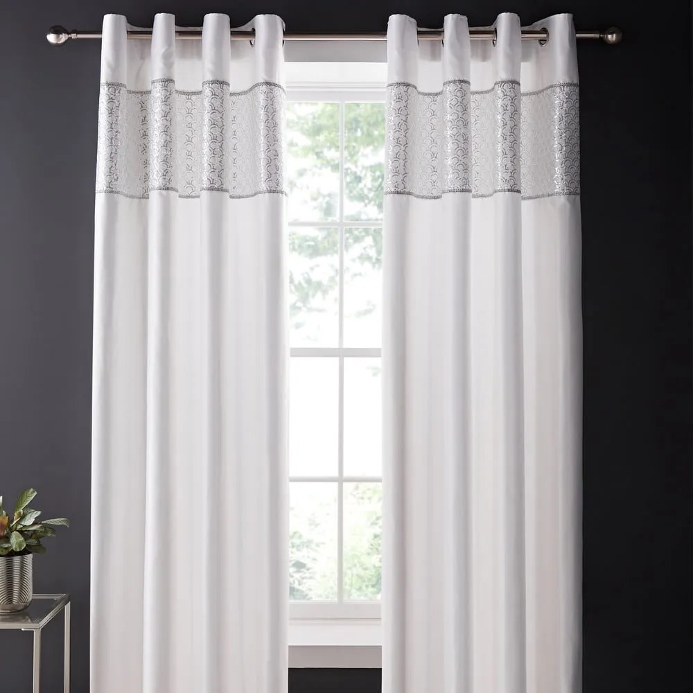 Fehér mikroszatén függöny szett 2 db-os 168x229 cm Deco Sequin – Catherine Lansfield
