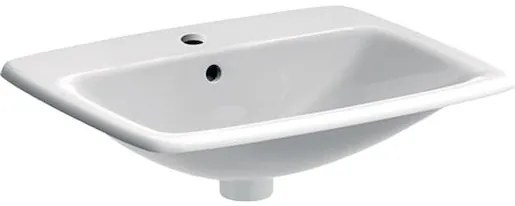 Geberit Selnova süllyesztett mosdó 55x45 cm fehér színben fényes felülettel középső nyílással 500.306.01.1