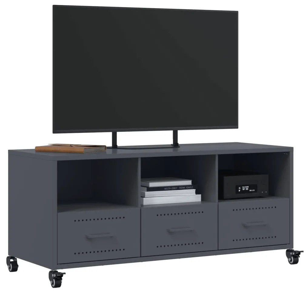 antracitszürke acél TV-szekrény 100,5 x 39 x 43,5 cm