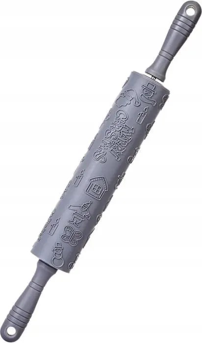 Szilikon Sütőhenger, Szürke, Mintás, Karácsonyi Ünnepi Mintázattal