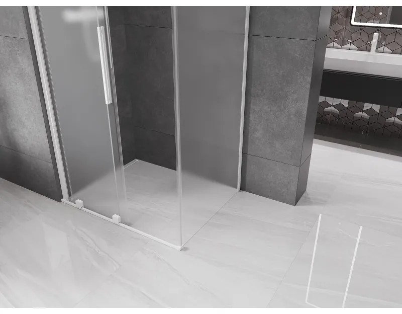 Mexen Velar, tolóajtós zuhanykabin 130 x 90 cm, 8 mm-es matt üveg, fehér matt, 871-130-090-31-20