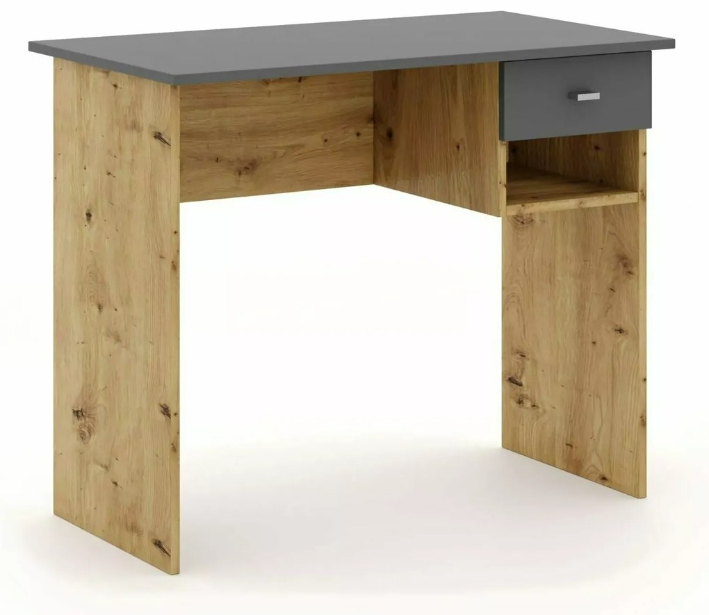 Íróasztal tölgy artisan dekorban, antracit lappal B-011