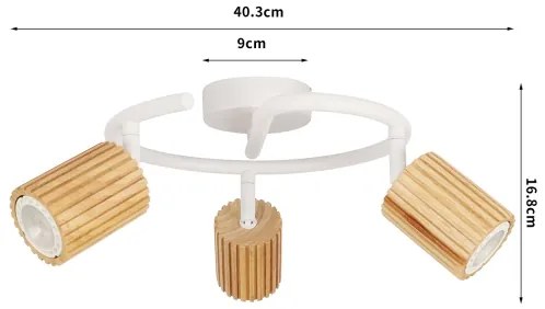 Brilagi - MODERN WOOD mennyezeti spotlámpa 3xGU10/8W/230V fa/fehér