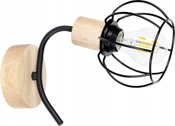 Viviane Fali lámpa 1xE27 Max 60W Olajozott tölgy Fekete Britop