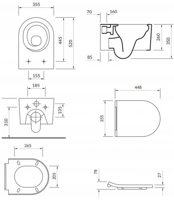 Cersanit Inverto függő WC csésze StreamOn 52 x 35,5 cm + lassan eső ülőke, fehér, S701-432