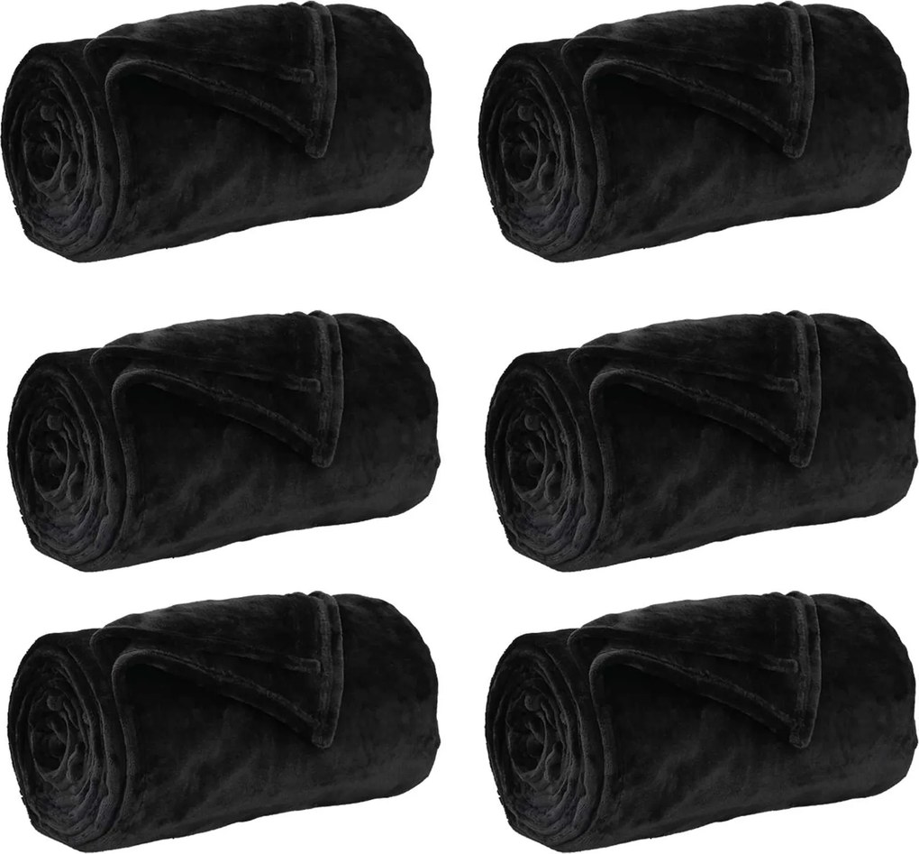 vidaXL Takarók 6 pcs Fekete 150 x 200 cm Gyapjú