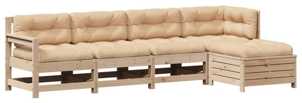 vidaXL 5 részes tömör fenyőfa kerti ülőgarnitúra párnával