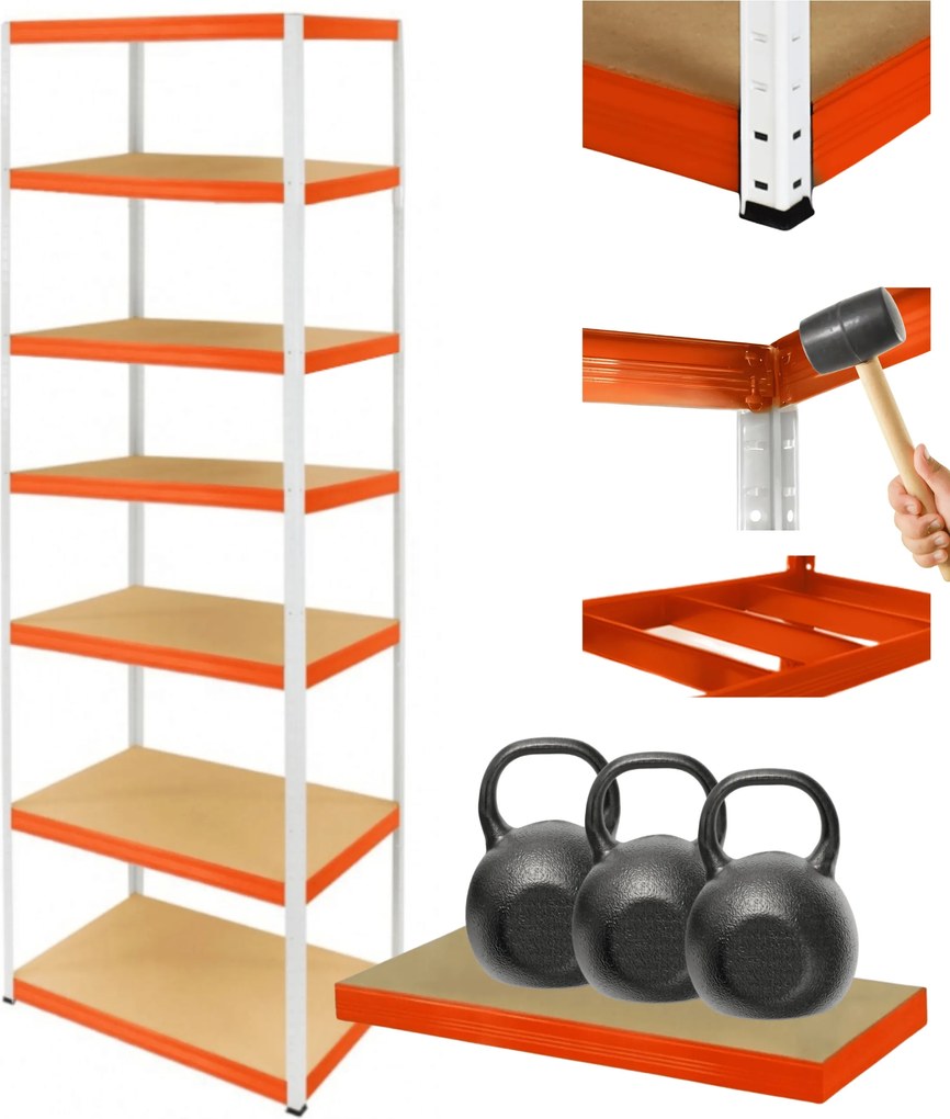 Tárolószekrény fém állvány Helios 270x110x30cm 7Px350kg Tömör Magas